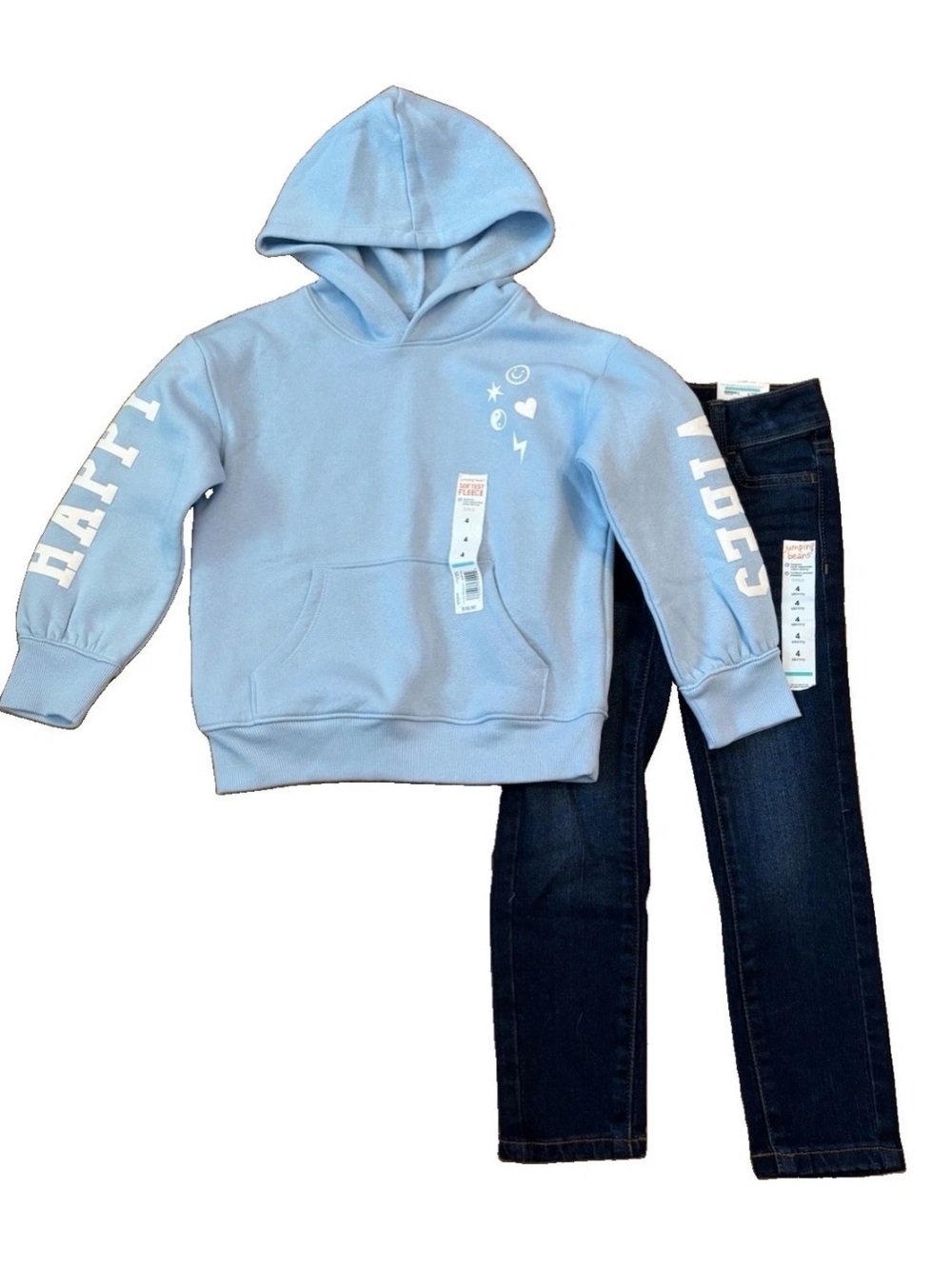 Girls Jumping Beans Pullover Hoodie & Distressed Skinny Jeans - Size 4 Slim